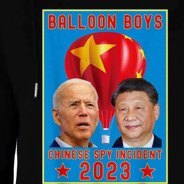 Chinese Surveillance Balloon Joe Biden Vs Xi Jinping Womens Funnel Neck Pullover Hood