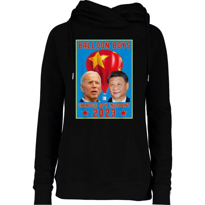 Chinese Surveillance Balloon Joe Biden Vs Xi Jinping Womens Funnel Neck Pullover Hood