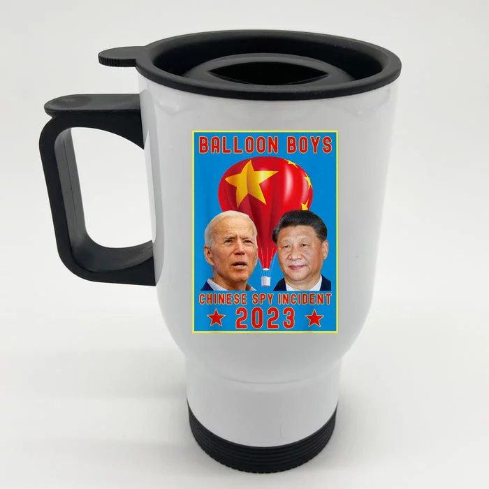 Chinese Surveillance Balloon Joe Biden Vs Xi Jinping Front & Back Stainless Steel Travel Mug