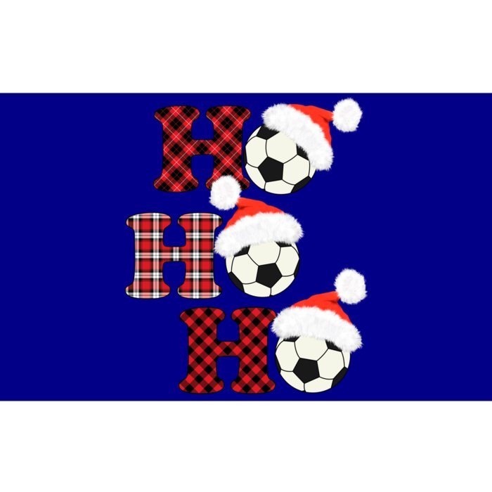 Christmas Soccer Ball Santa Head Red Plaid Xmas Soccer Gift Bumper Sticker