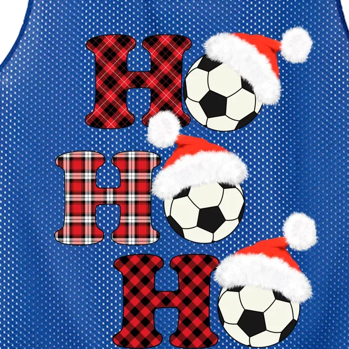 Christmas Soccer Ball Santa Head Red Plaid Xmas Soccer Gift Mesh Reversible Basketball Jersey Tank