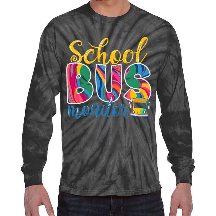 Cute School Bus Monitor Tie-Dye Long Sleeve Shirt