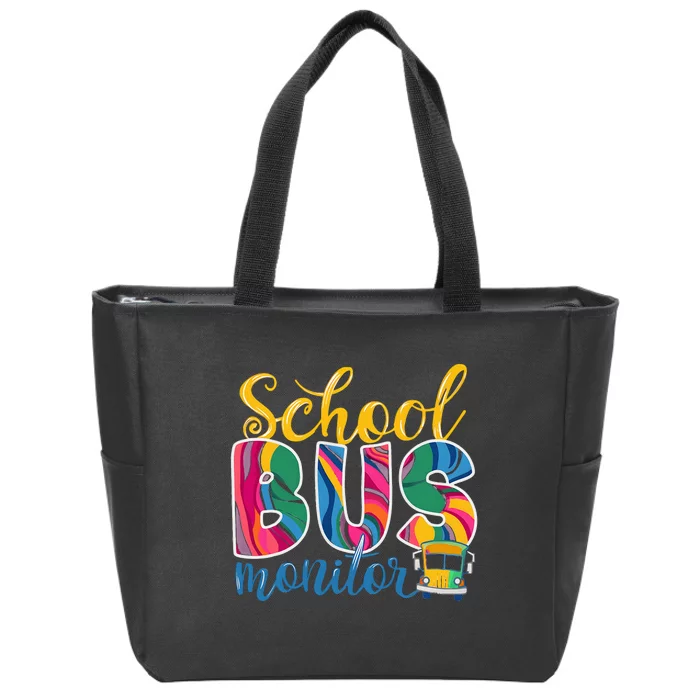 Cute School Bus Monitor Zip Tote Bag