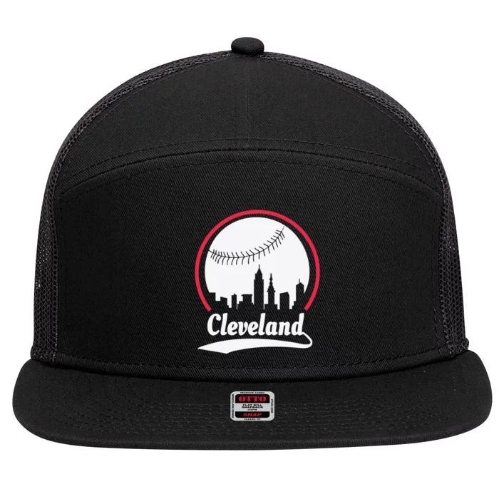 Cleveland Skyline Baseball 7 Panel Mesh Trucker Snapback Hat