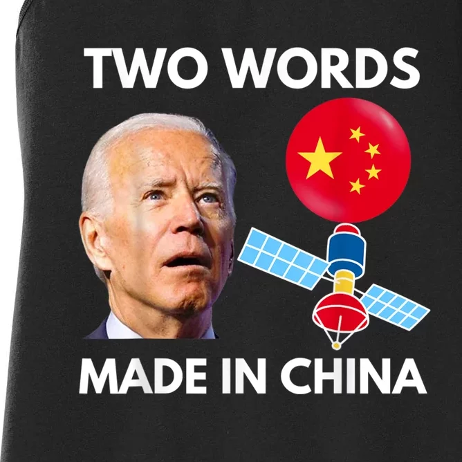 Chinese Spy Balloon Funny Surveillance Joe Biden China Flag Women's Racerback Tank