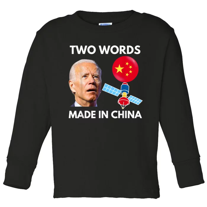 Chinese Spy Balloon Funny Surveillance Joe Biden China Flag Toddler Long Sleeve Shirt