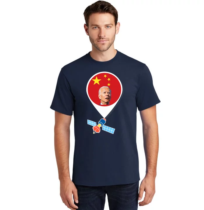 Chinese Spy Balloon Funny Surveillance Joe Biden China Flag Tall T-Shirt