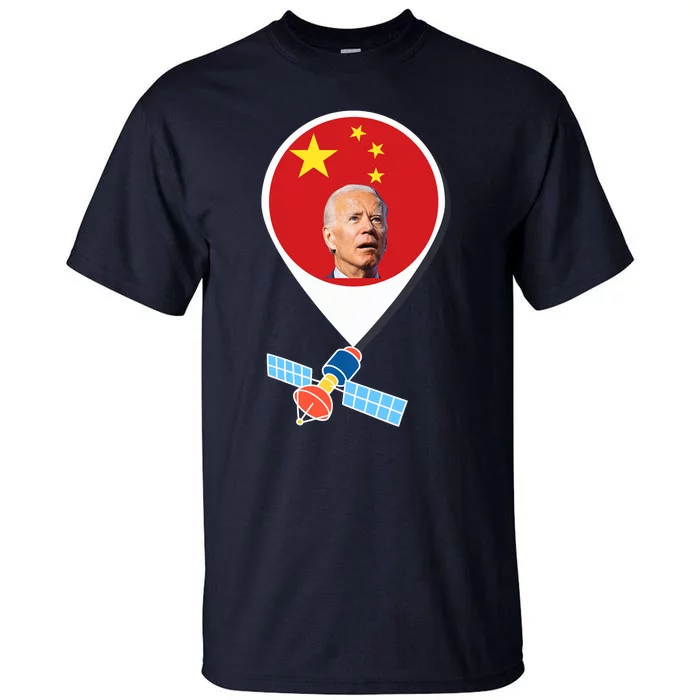 Chinese Spy Balloon Funny Surveillance Joe Biden China Flag Tall T-Shirt