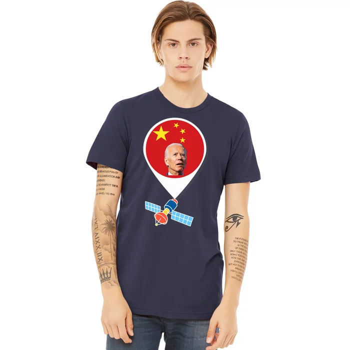 Chinese Spy Balloon Funny Surveillance Joe Biden China Flag Premium T-Shirt