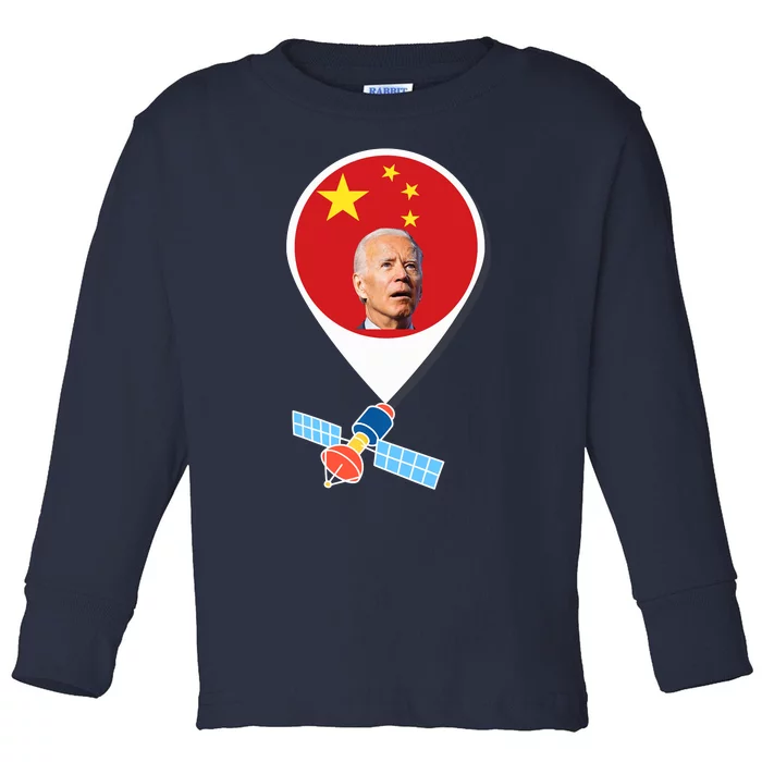 Chinese Spy Balloon Funny Surveillance Joe Biden China Flag Toddler Long Sleeve Shirt