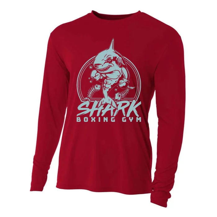 Cool Shark Boxing Gym Logo Cooling Performance Long Sleeve Crew