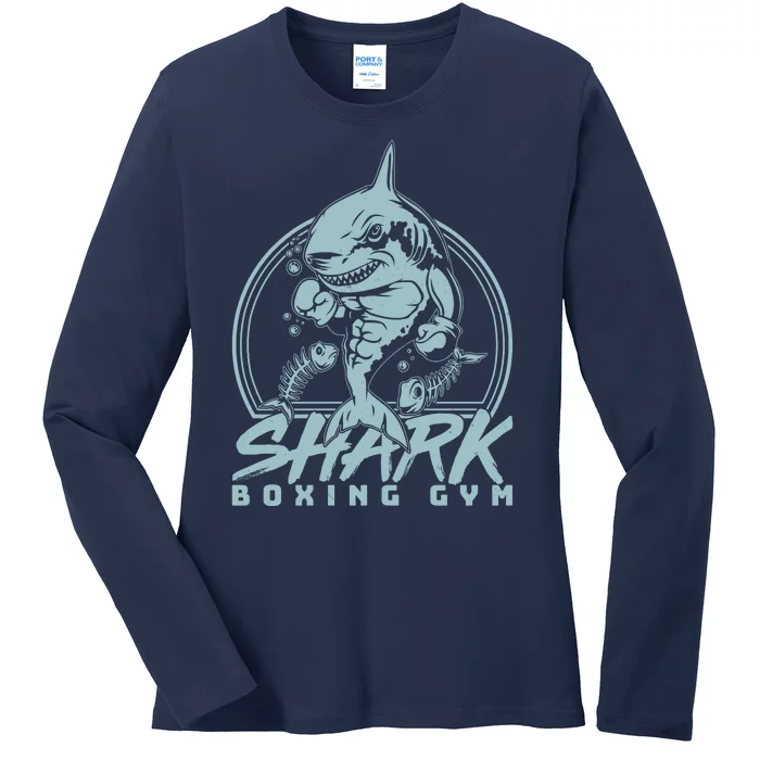 Cool Shark Boxing Gym Logo Ladies Long Sleeve Shirt