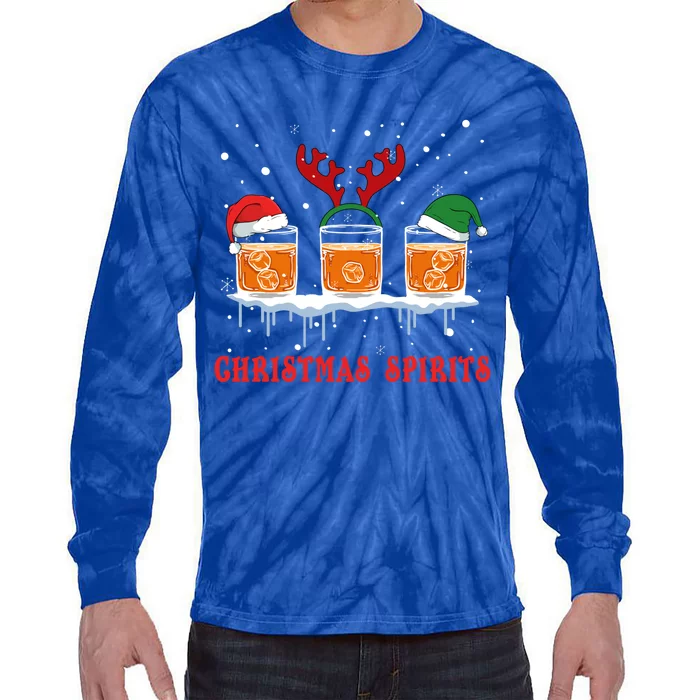 Christmas Spirits Bourbon Scotch Whiskey Cute Gift Tie-Dye Long Sleeve Shirt