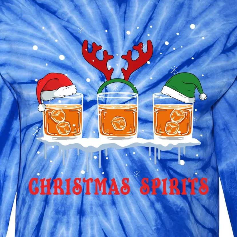 Christmas Spirits Bourbon Scotch Whiskey Cute Gift Tie-Dye Long Sleeve Shirt