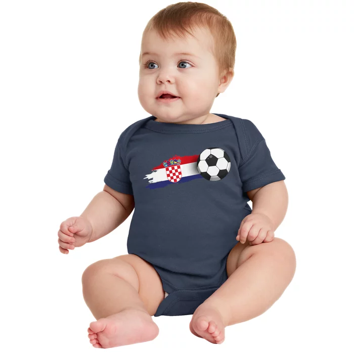 Croatia Soccer Ball Baby Bodysuit