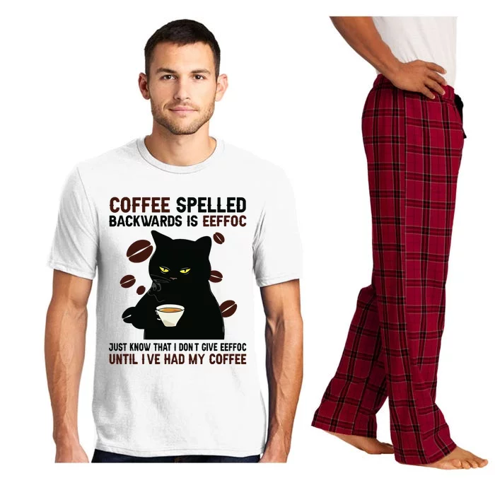 Coffee Spelled Backwards Is Eeffoc Cats Drink Coffee Pajama Set