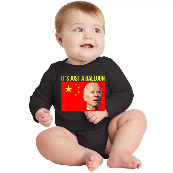 Chinese Spy Balloon Funny Surveillance Joe Biden Humor Baby Long Sleeve Bodysuit