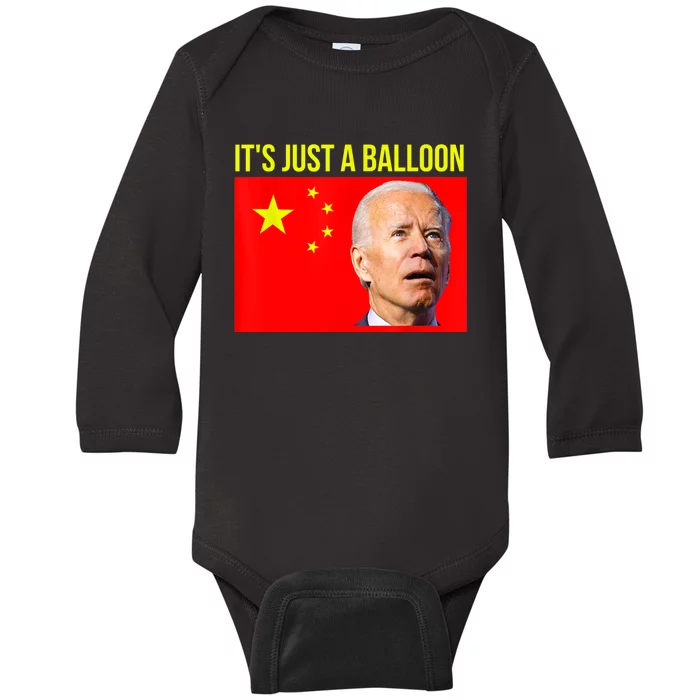 Chinese Spy Balloon Funny Surveillance Joe Biden Humor Baby Long Sleeve Bodysuit