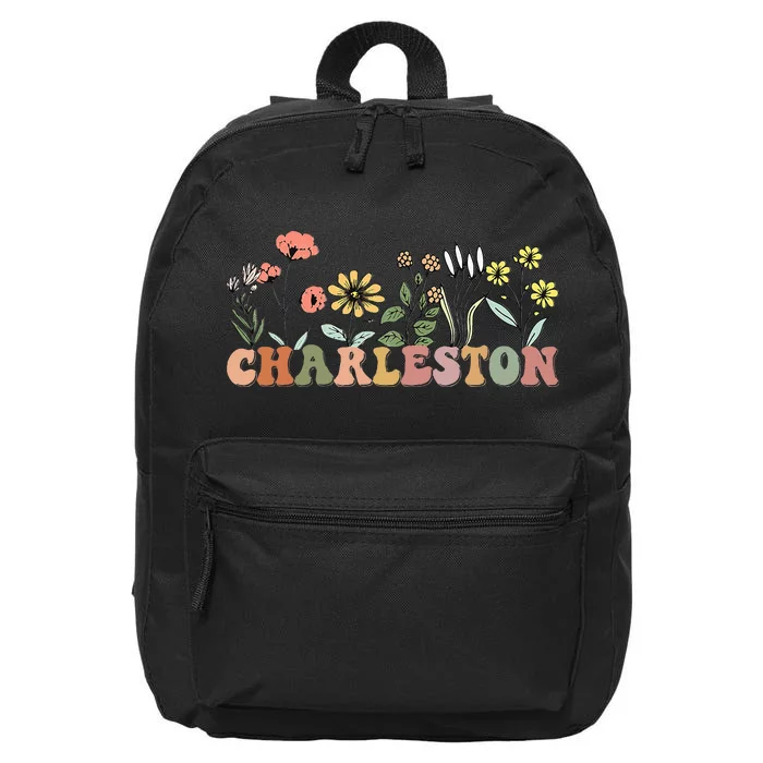 Charleston Sc Bachelorette Vintage 70s Wildflowers 16 in Basic Backpack