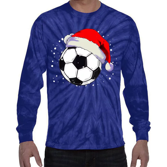 Christmas Soccer Ball Santa Hat Xmas Boys Sport Tie-Dye Long Sleeve Shirt