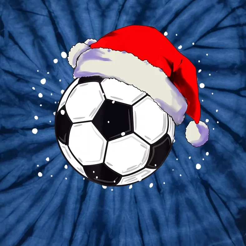 Christmas Soccer Ball Santa Hat Xmas Boys Sport Tie-Dye T-Shirt