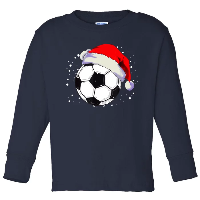 Christmas Soccer Ball Santa Hat Xmas Boys Sport Toddler Long Sleeve Shirt