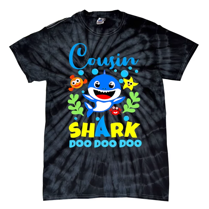 Cousin Shark Birthday Cousin Shark Family Mother's Day Tie-Dye T-Shirt