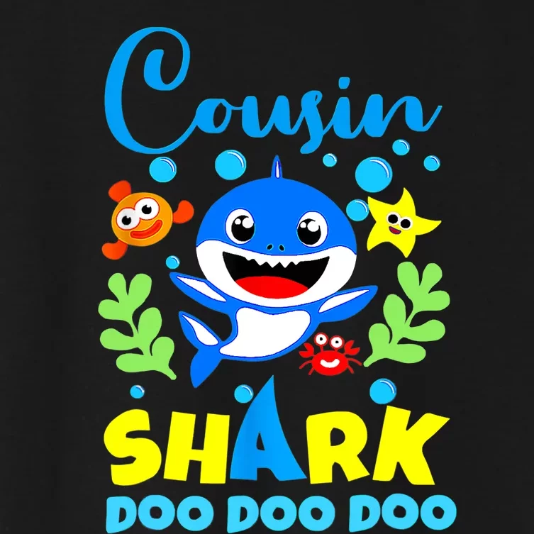 Cousin Shark Birthday Cousin Shark Family Mother's Day Women's Crop Top Tee