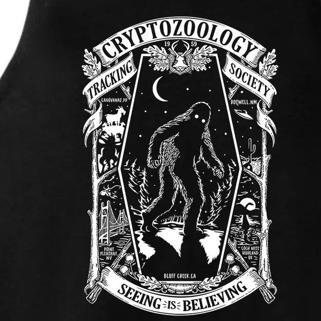 Cryptozoology Society Bigfoot Mothman Cryptid Loch Ness Ladies Tri-Blend Wicking Tank