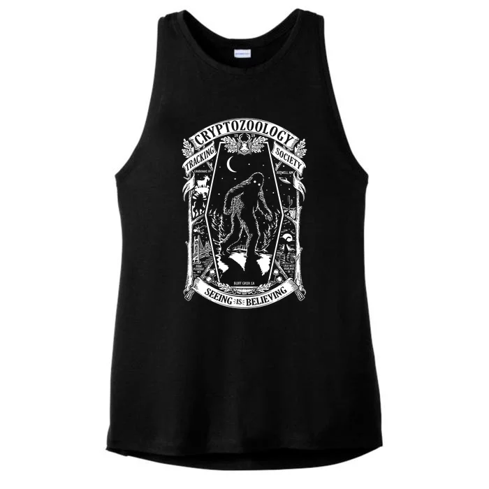 Cryptozoology Society Bigfoot Mothman Cryptid Loch Ness Ladies Tri-Blend Wicking Tank