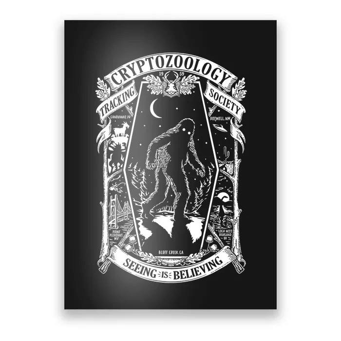 Cryptozoology Society Bigfoot Mothman Cryptid Loch Ness Poster