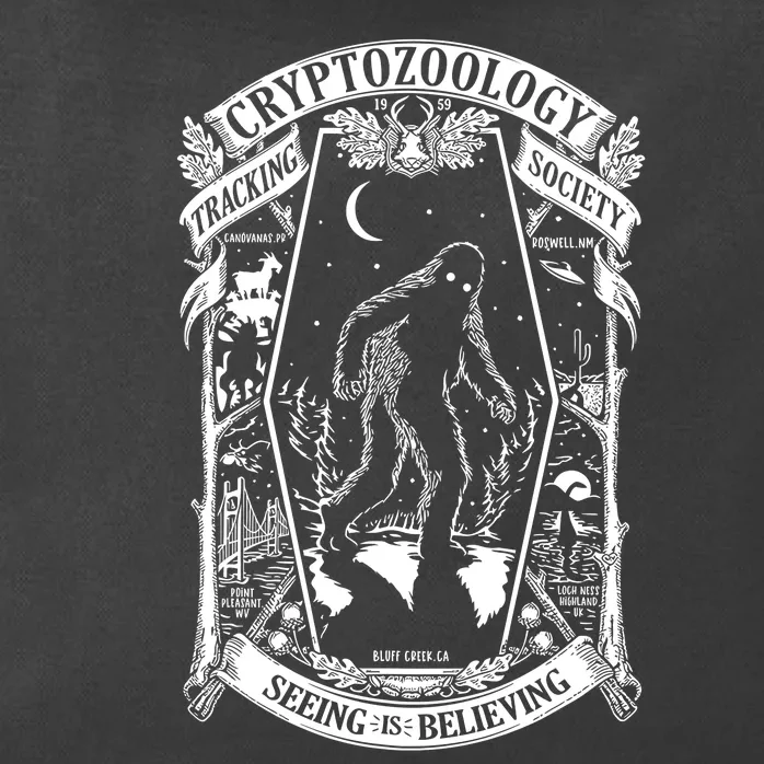 Cryptozoology Society Bigfoot Mothman Cryptid Loch Ness Zip Tote Bag