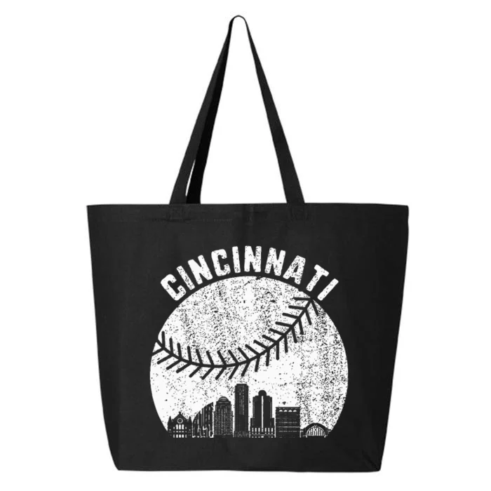 Cincinnati Skyline Baseball Vintage Cincinnati Oh Baseball 25L Jumbo Tote