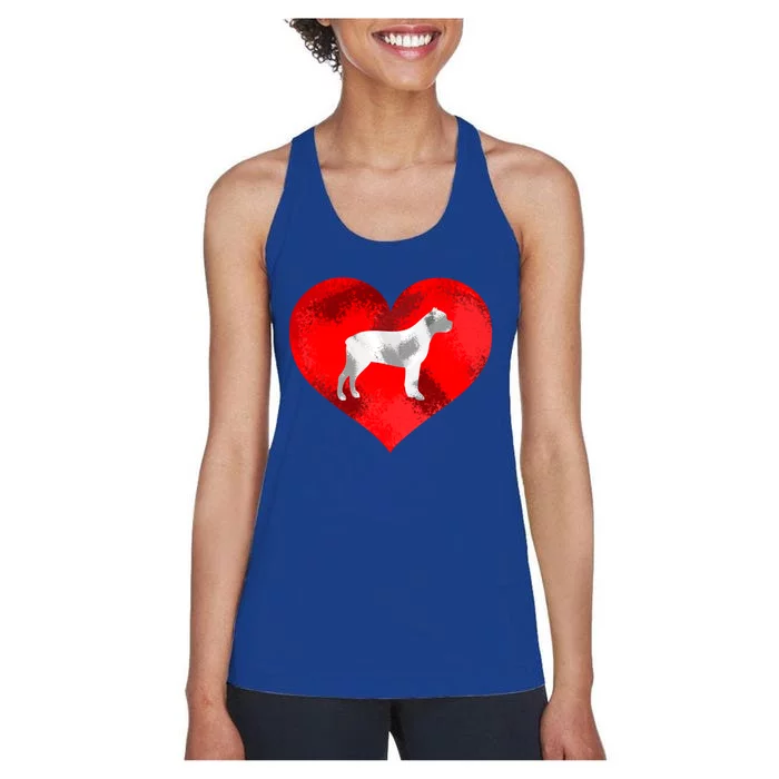 Cute Staffordshire Bull Terrier Dog Red Heart Valentines Day Gift Women's Racerback Tank