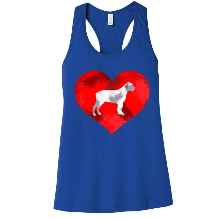 Cute Staffordshire Bull Terrier Dog Red Heart Valentines Day Gift Women's Racerback Tank