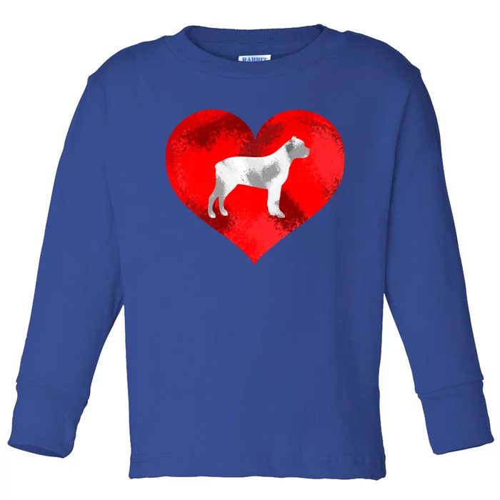 Cute Staffordshire Bull Terrier Dog Red Heart Valentines Day Gift Toddler Long Sleeve Shirt