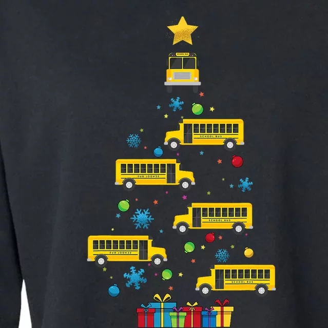 Christmas School Bus Tree Funny Xmas Bus Driver Cropped Pullover Crew