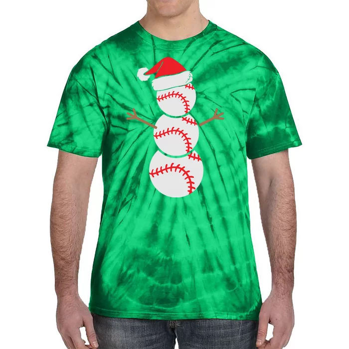 Christmas Snowman Baseball Santa Hat Xmas Tie-Dye T-Shirt