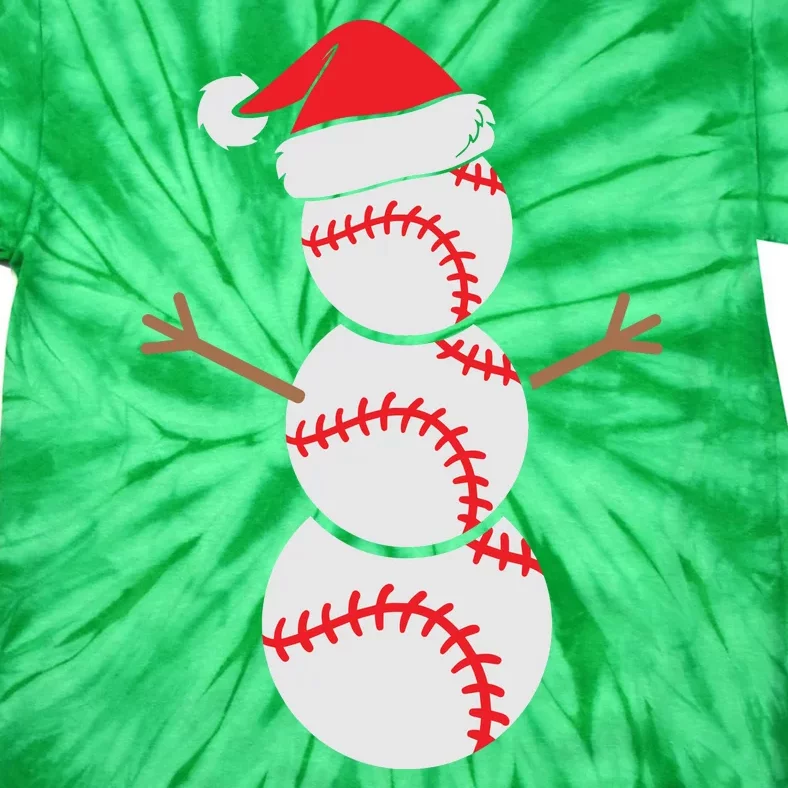 Christmas Snowman Baseball Santa Hat Xmas Tie-Dye T-Shirt