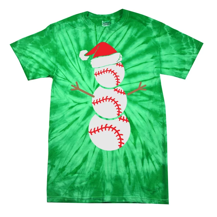 Christmas Snowman Baseball Santa Hat Xmas Tie-Dye T-Shirt