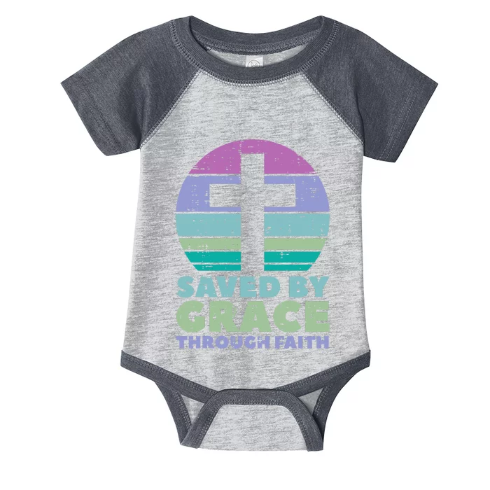 Cross Saved By Grace God Jesus Christian Infant Baby Jersey Bodysuit