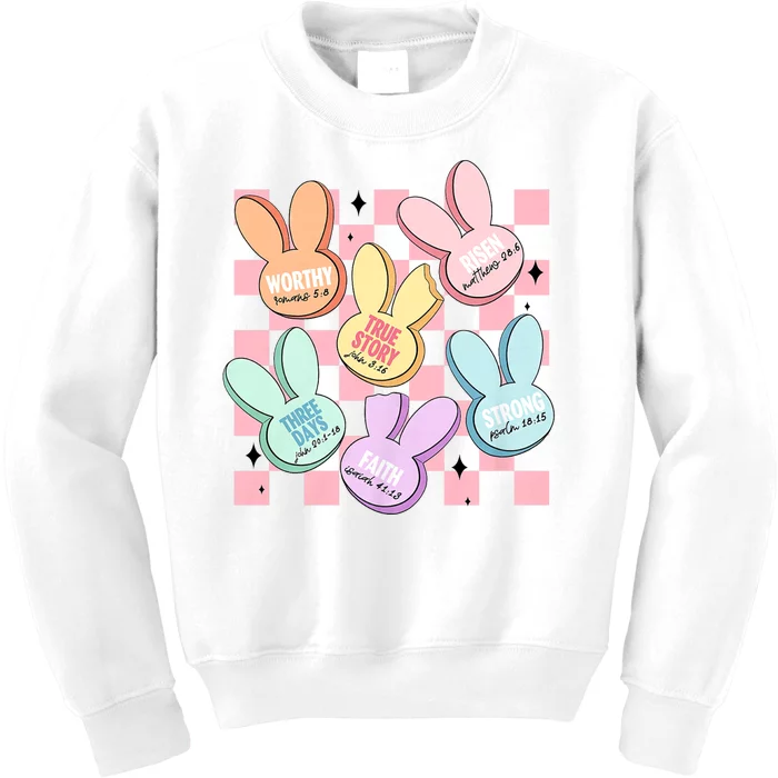 Candy Sweet Bunny Bible Christian Easter Day Kids Sweatshirt