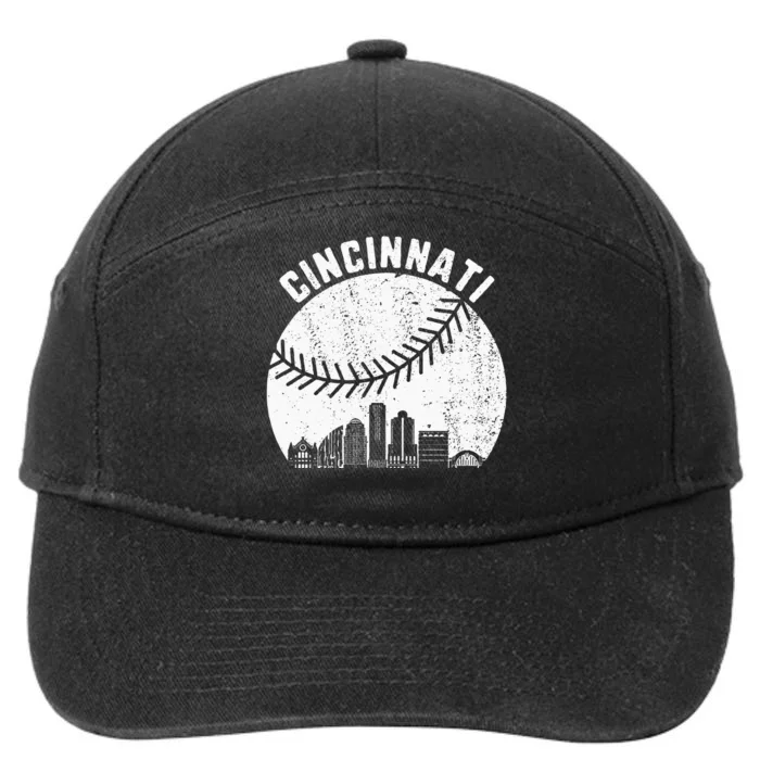 Cincinnati Skyline Baseball Vintage Cincinnati OH Baseball 7-Panel Snapback Hat