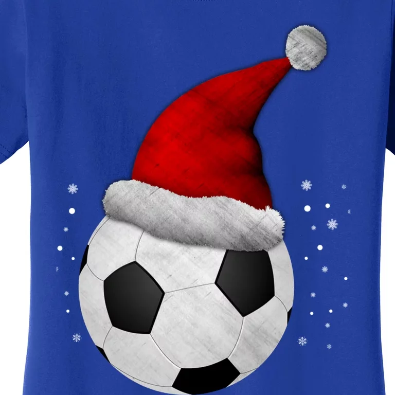 Christmas Soccer Ball Santa Hat Funny Sport Xmas Boys Great Gift Women's T-Shirt