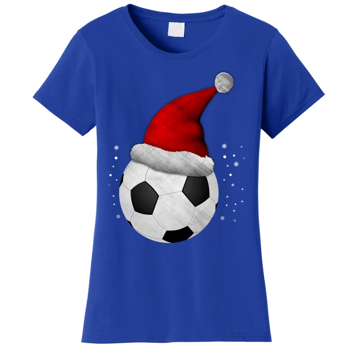 Christmas Soccer Ball Santa Hat Funny Sport Xmas Boys Great Gift Women's T-Shirt