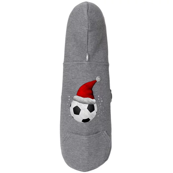 Christmas Soccer Ball Santa Hat Funny Sport Xmas Boys Great Gift Doggie 3-End Fleece Hoodie