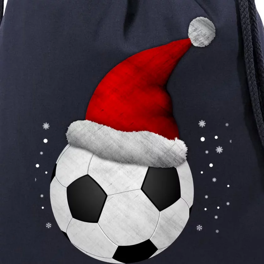 Christmas Soccer Ball Santa Hat Funny Sport Xmas Boys Great Gift Drawstring Bag