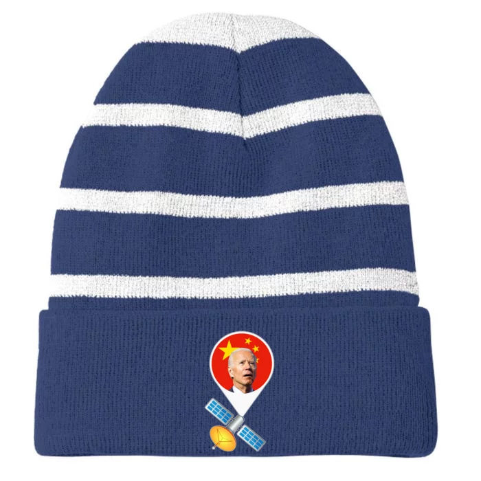 Chinese Satellite Balloon Joe Biden Striped Beanie with Solid Band