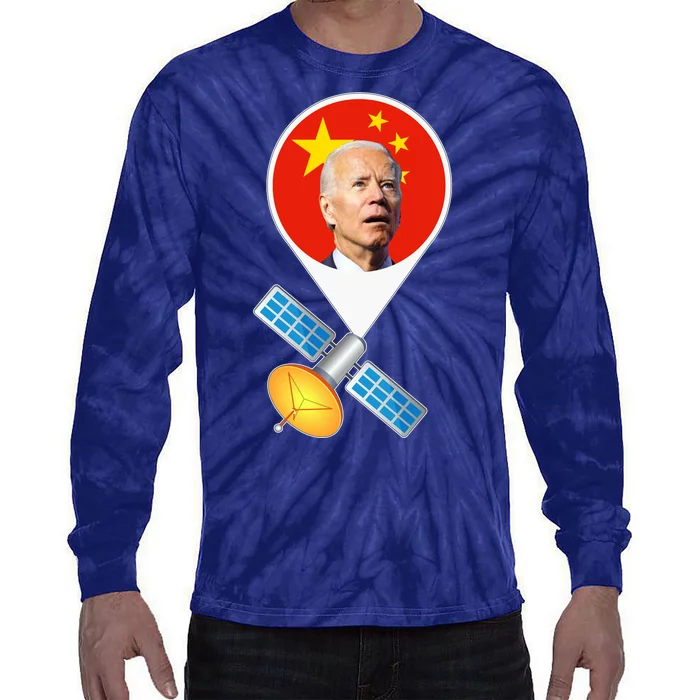 Chinese Satellite Balloon Joe Biden Tie-Dye Long Sleeve Shirt