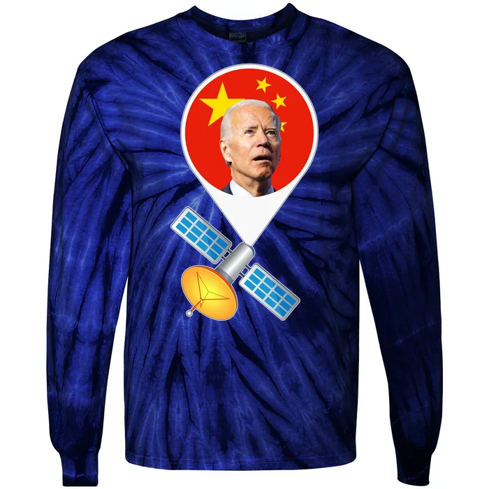 Chinese Satellite Balloon Joe Biden Tie-Dye Long Sleeve Shirt